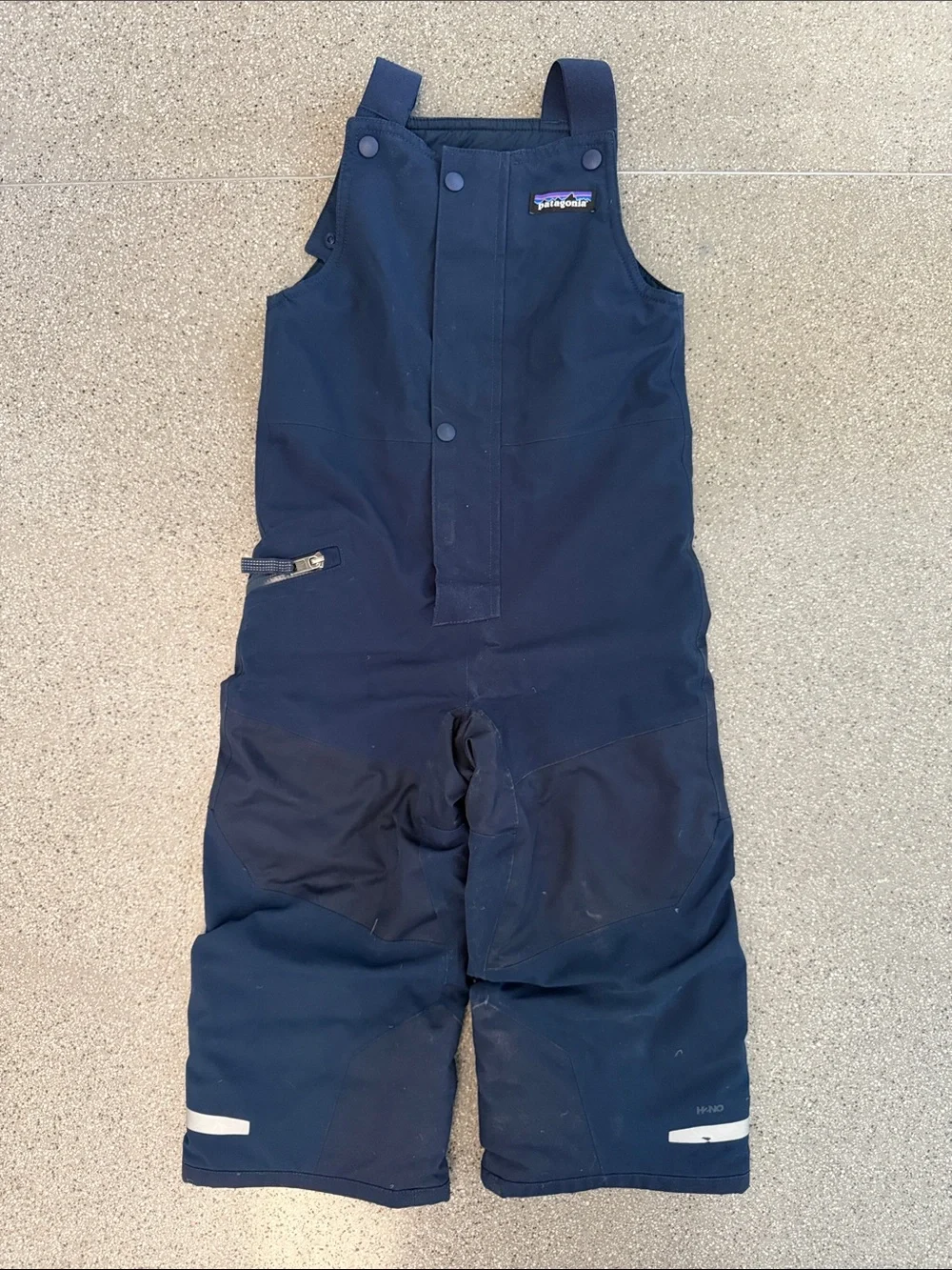 Patagonia Navy Kids Snow Bib Overalls with Reflective Accents